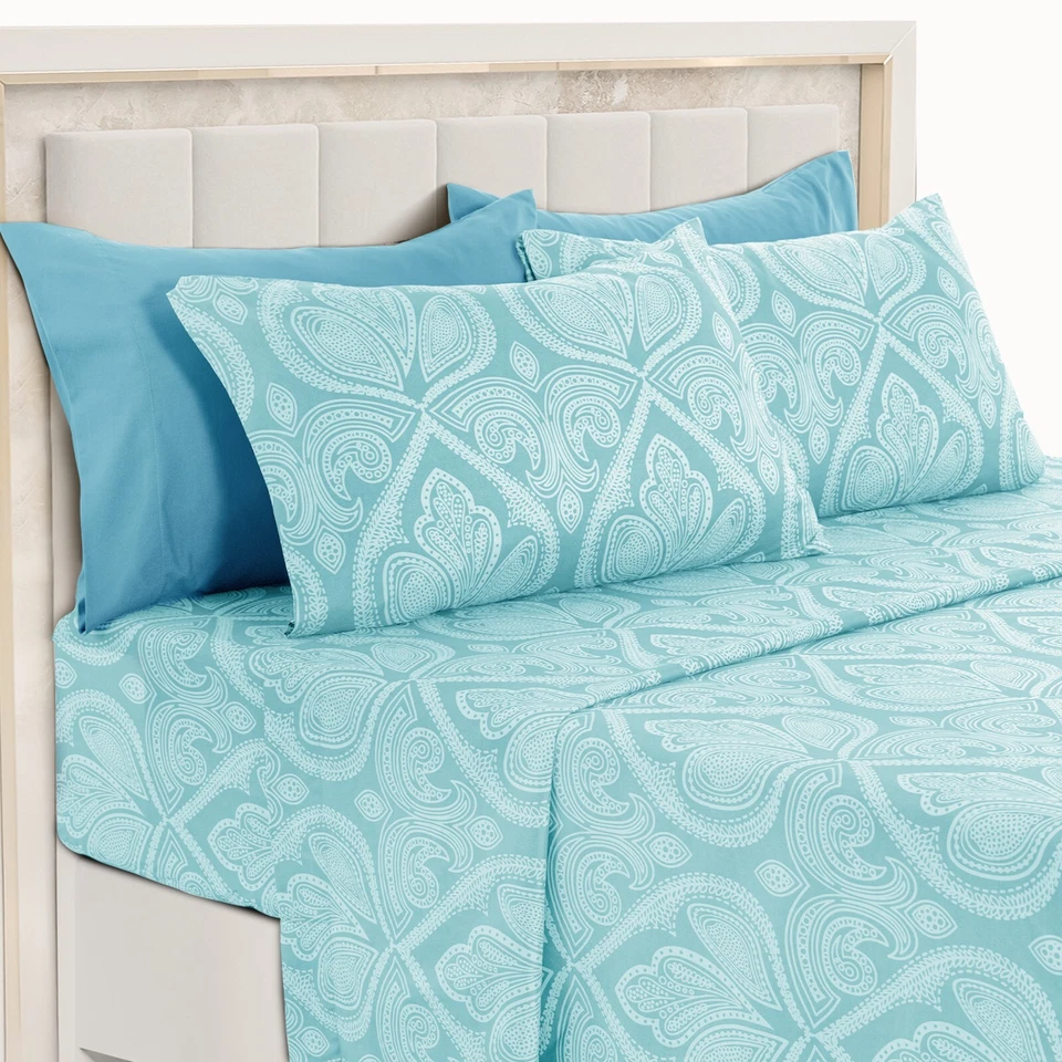 Deep Pocket 6 Piece Bed Sheet Set 1800 Series Microfiber Comfort Paisley Sheets - Image 4 of 4