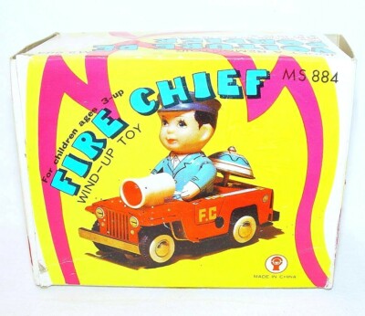 Jeep Willys Pompier Tin Toy - MS 864 - Chine - Neuf