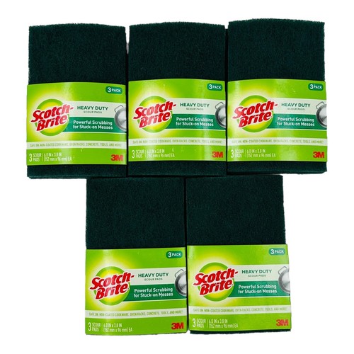 15 Pads Scotch-Brite Scour Pads Heavy Duty Scour Pads 6" x 3.8" - Picture 8 of 8