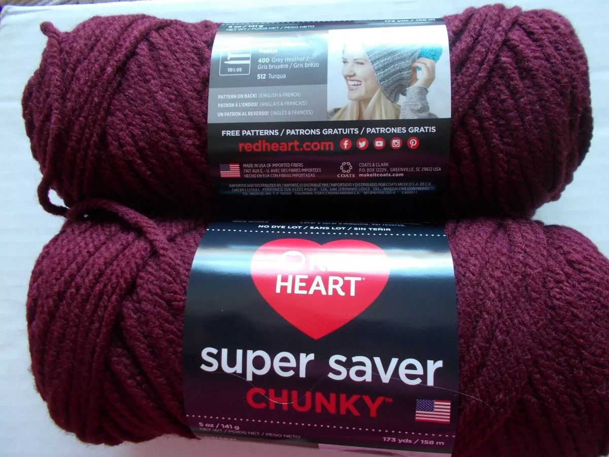 Red Heart Chunky yarn, Claret, lot of 2 (173 ea) | eBay