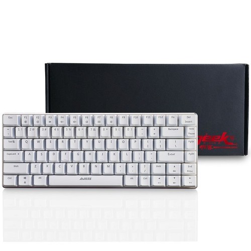 Ajazz AK33 LED Backlit USB Wired PC Gaming Ergonomic Keyboard Black Switch White - Picture 6 of 6