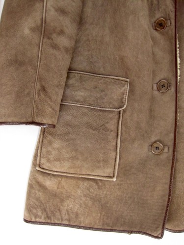 Vintage Antartex Schottland Shearling Rancher Bergmantel Größe 38R Leder Lammfell - Bild 4 von 11