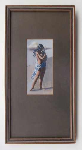 1963 SURREALIST Painting SIGNED Initials MAGIC REALIST Artist WOMAN IN DESERT - Picture 2 of 10