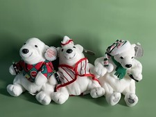 Vtg 1997 Coca Cola 6" Polar Bear Argyle Shirt Plush Stuffed Animal Bean Bag 3