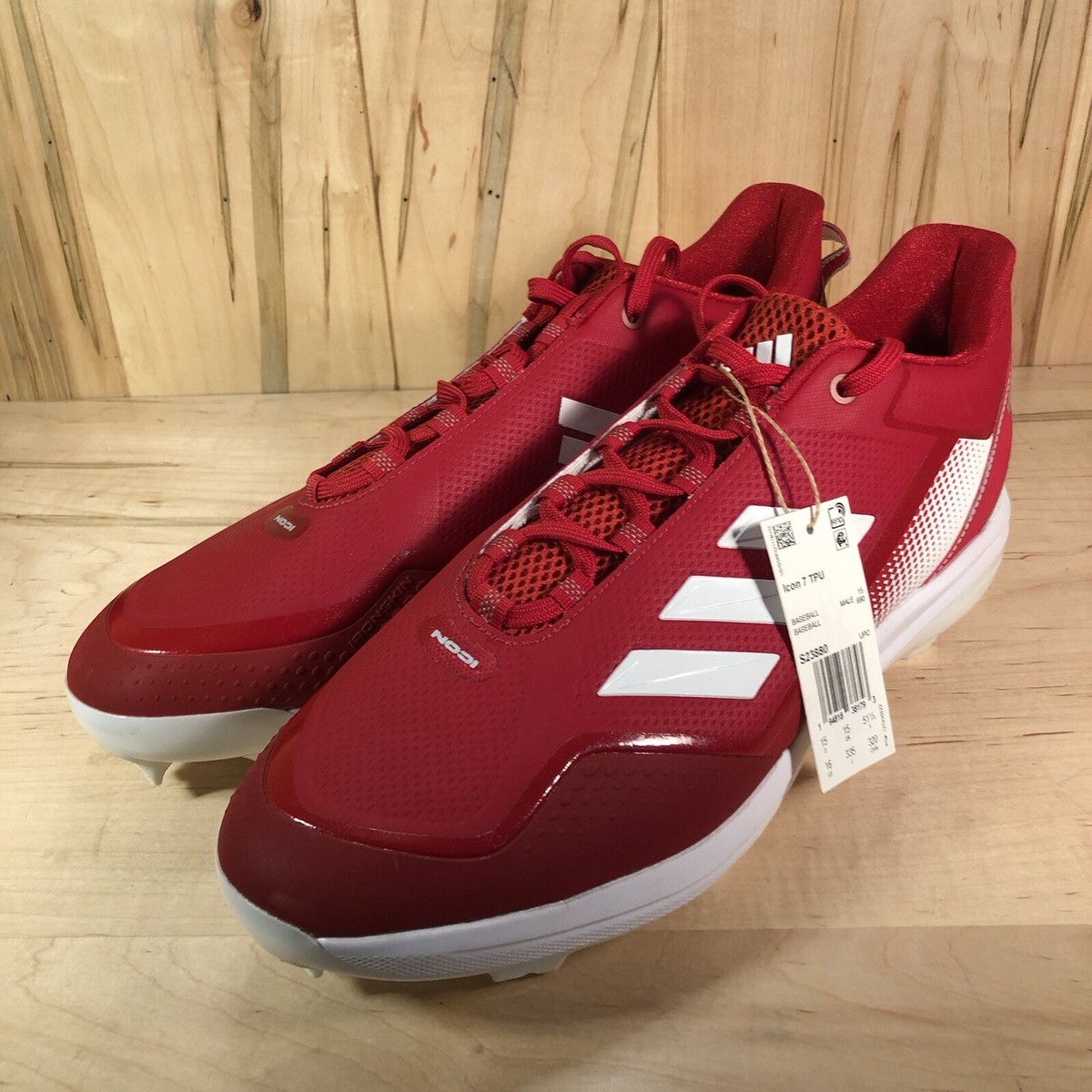 Adidas Mens Icon 7 Mid Baseball Cleats Red White S23880 Size 