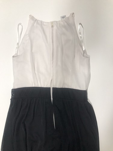 Girls Size 7 Maxi Dress Black White Halter Neck Chiffon Prom Party Wedding - Picture 3 of 6