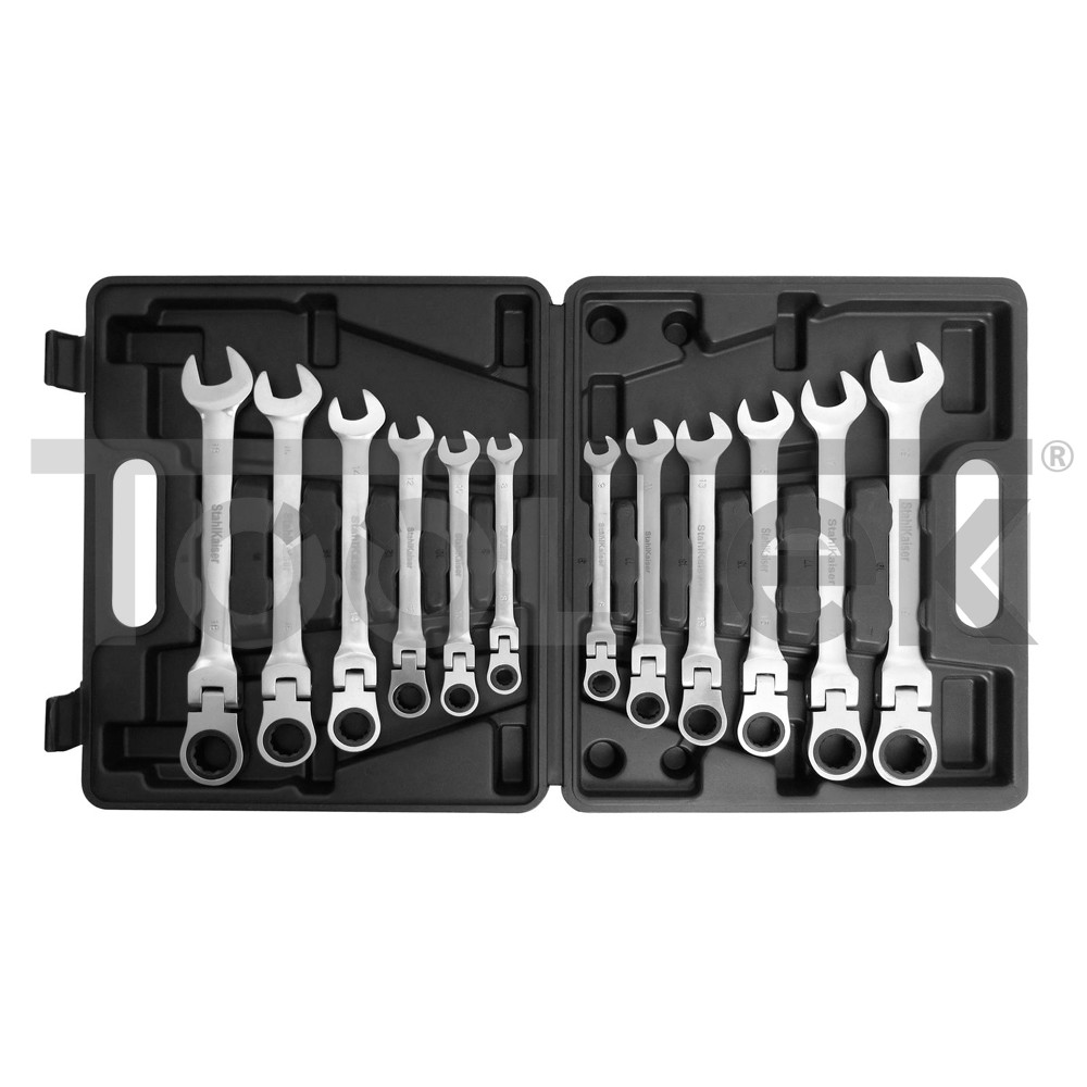 SET CHIAVI COMBINATE A CRICCHETTO 12pz 8-19mm SNODATE TOOLTEK