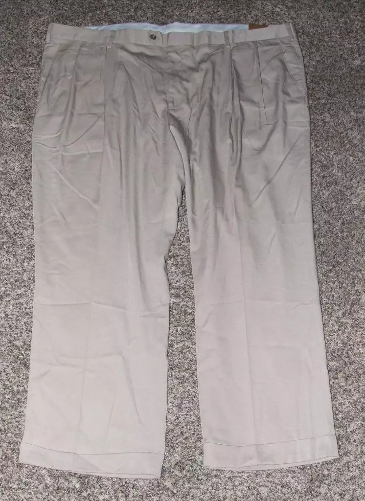 NEW NWT Big Mens 46 X 32 Church Career Khaki Cuffed Pleated Front