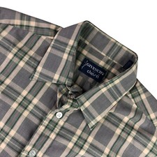 VTG Givenchy Men's L/S Button Shirt Green/Beige Plaid Large