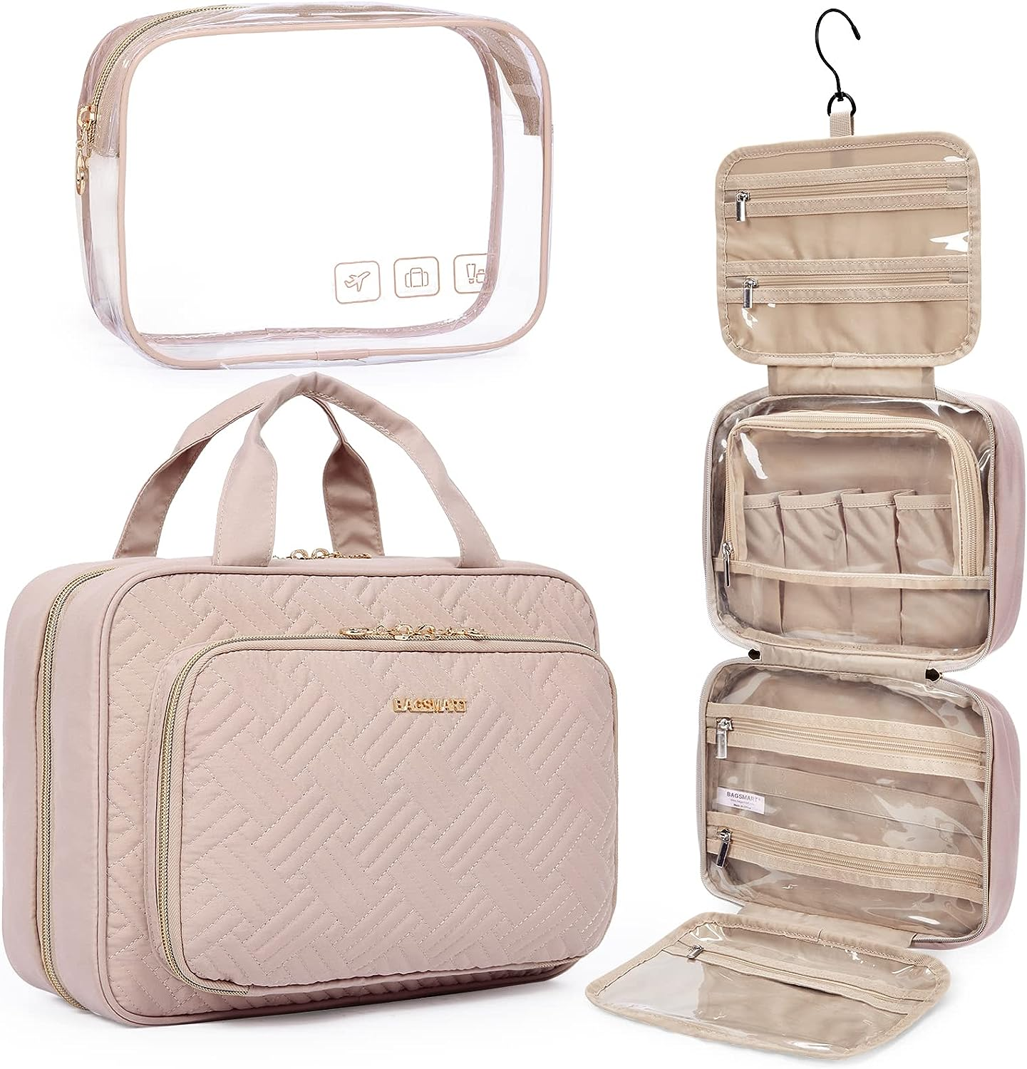 TSA-Approved Hanging Travel Toiletry Bag with Transparent Cosmetic Organizer-image