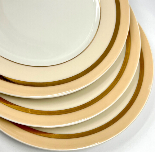 JUEGO DE 14 PLATOS DE ENSALADA CHARLES FIELD HAVILAND LIMOGES, MELOCOTÓN, DORADO - Imagen 6 de 11