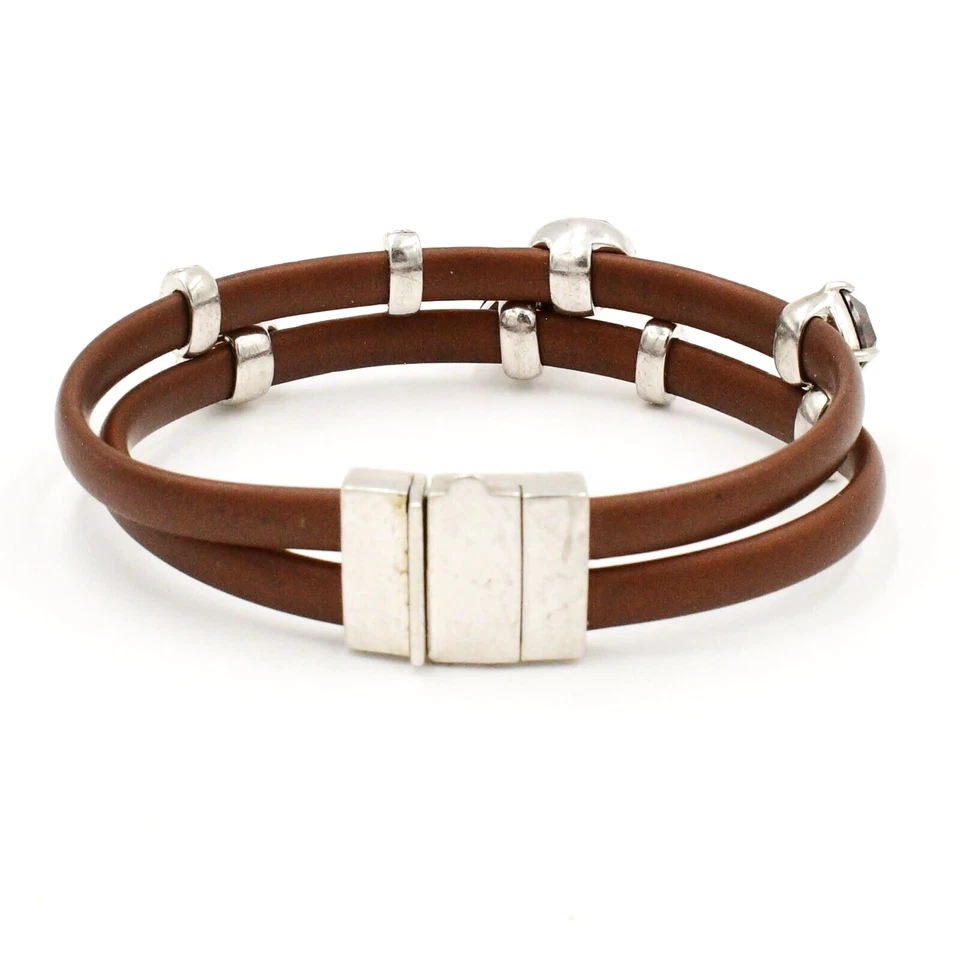 Sterling Silver 925 & Venezia Rubber Designer Belle Etoile CZ Bracelet 6 3/4" - Image 4 of 4