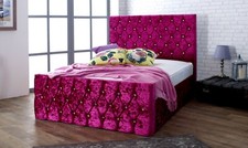 Florida Crushed Velvet Fabric Upholstered Silver Bed Frame 4'6 Double 5FT King