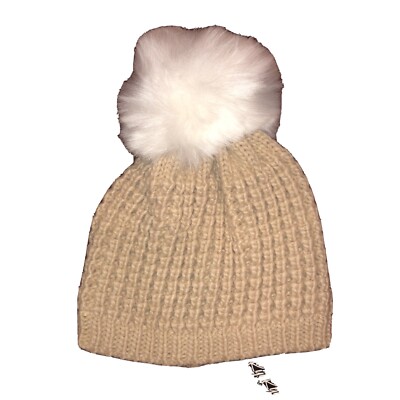 Kyi Kyi Canada Knit Faux Fur Beanie Kyi Kyi Canada Black Wool Blend Beanie Hat with Faux Fur Pom  main image 3