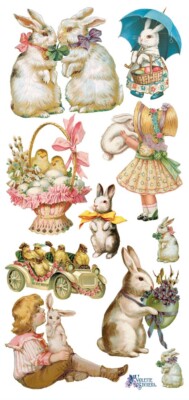 VIOLETTE STICKER - EASTER PARTY, Bunny, Rabbit, Eggs - 8'' x 3 3/4'' (20cm x 9cm)