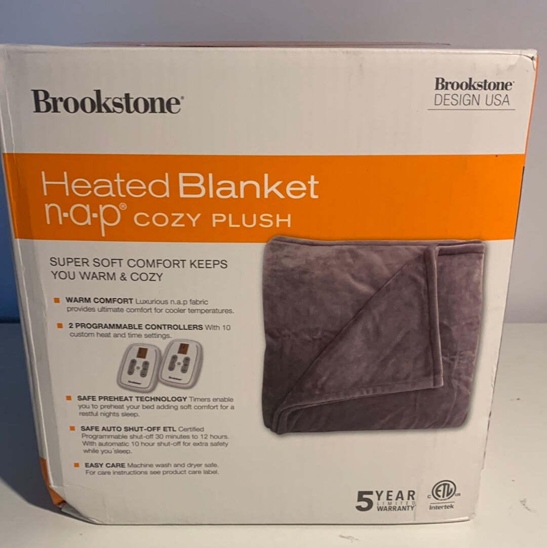 Brookstone N-A-P Heated Plush Queen Blanket in Grey | eBay