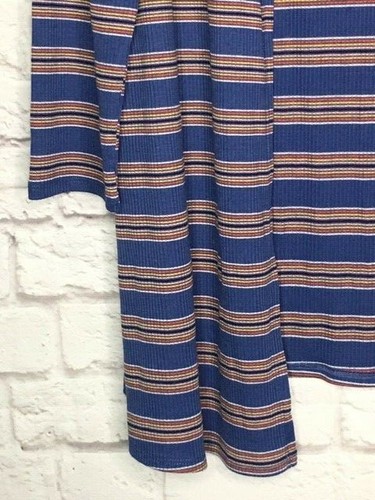XL/1X/2X New French Blue Purple White Striped Long Cardigan Sweater Duster Tee - Picture 8 of 13