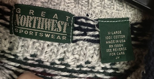 Great Northwest Sweater XL Vintage Diamond & X Pattern Made In USA - Picture 3 of 3