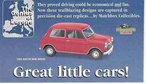 MATCHBOX COLLECTIBLES CATALOG/BROCHURE "THE CLASSIC EUROPEAN ECONOMY CARS"