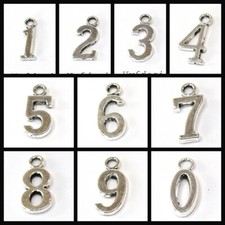 Silver Pewter number Charm Pendant Findings 2pcs 12-16mm 0-9 Anniversary Charms