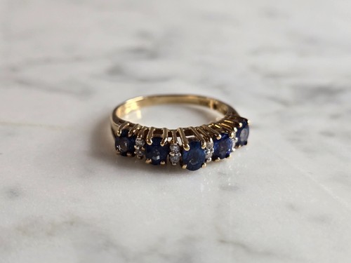 Anello donna vintage estate oro giallo 14 kt diamanti spinello 2,8 g E7803 - Foto 5 di 6