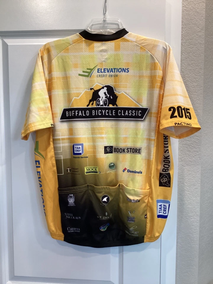 Camiseta deportiva de ciclismo Pactimo XL para hombre Buffalo bicicleta clásica amarilla 1/2 cremallera Colorado Foto 3 de 4