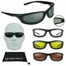 Super Wrap Motorcycle Sunglasses Stops Dust & Wind Clear Yellow Dark Glasses