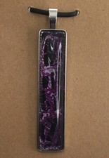 Handmade Antique Silver Hand Painted Glass Pendant 2 Rectangle Bar New 2245