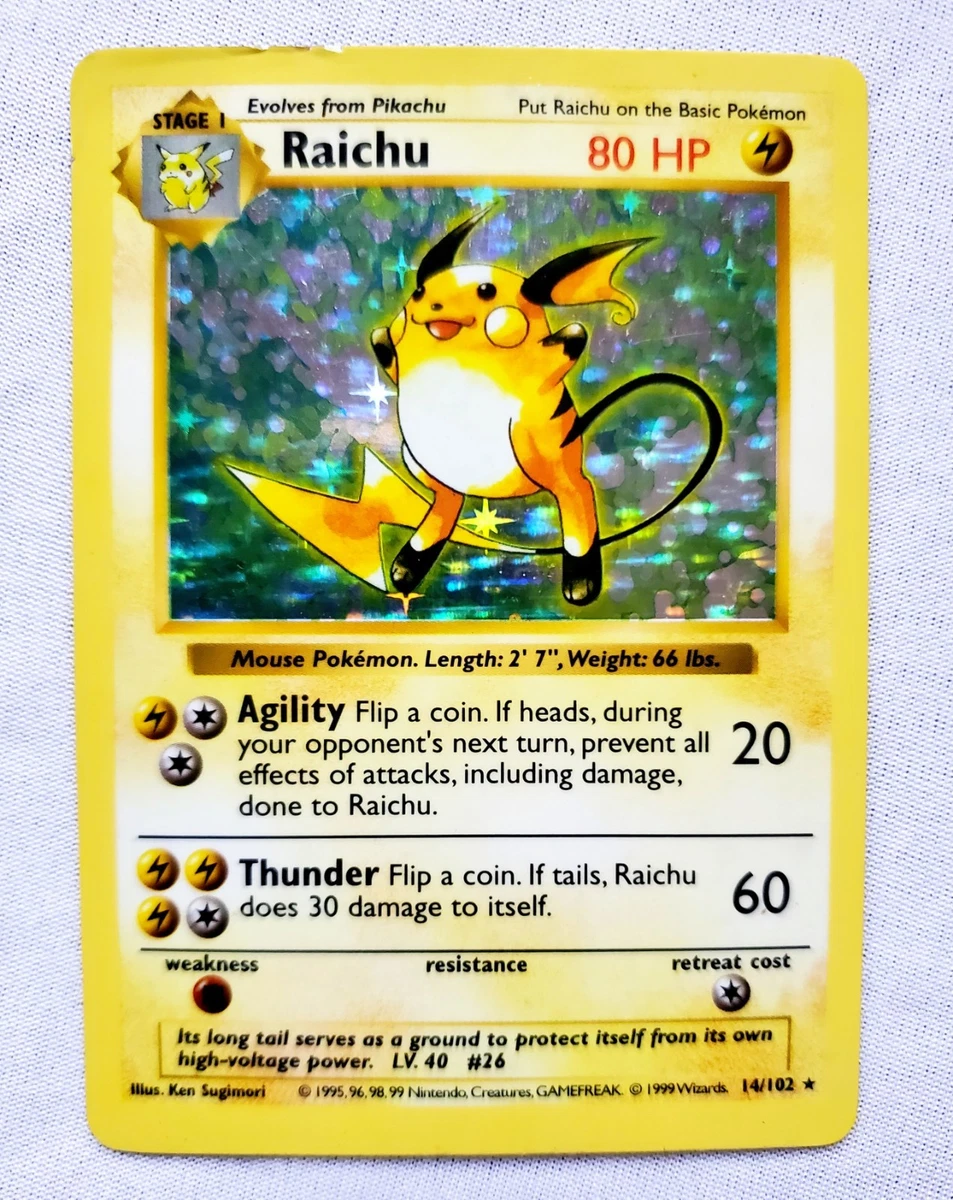 Raichu Pokémon TCG Shadowless Individual Collectible Card Game
