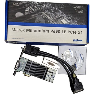 Matrox Millennium P690 LP PCIe x1 Graphics Card Used No DVI to VGA Adapter