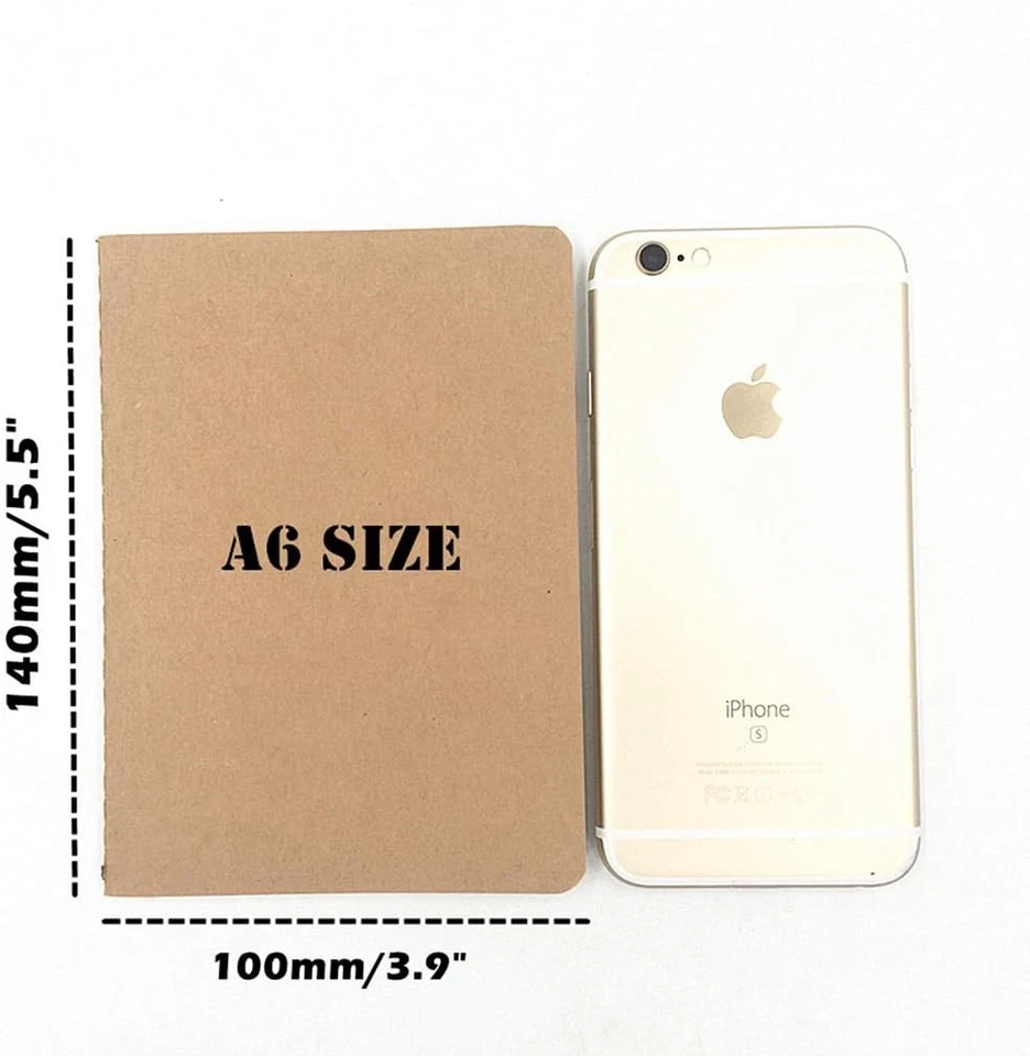 Bloc de notas diario encuadernado en hilo para cuaderno de viajeros 6 piezas, tamaño A6 y 30 Foto 2 de 4