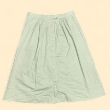 Vintage Napa Valley Maxi Skirt 12 Green Button Front Elastic Waist Pockets