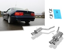 Edelstahl Sportauspuff BMW 8er E31 850i 850Ci 220kW je 2x93x79mm rechteckig