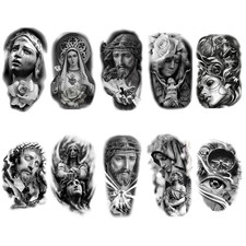 Temporary tattoo women men temporary tattoos Black Gray Large tattoo Jesus angel