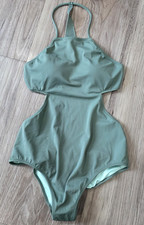 Victoria's Secret Swimsuit Solid Green One Piece Size M Cut Out Sides