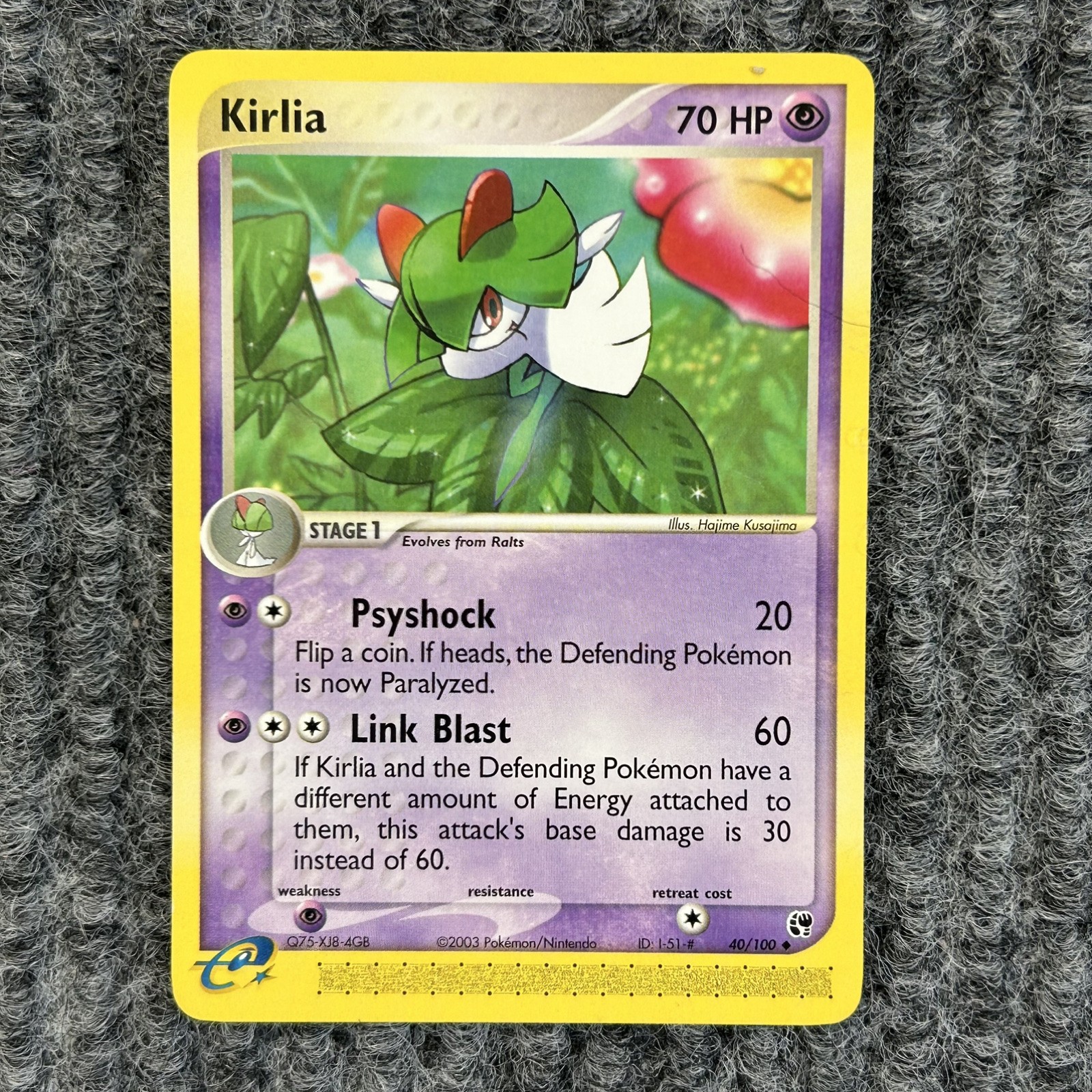 Vintage Pokemon EX  Sandstorm  Kirlia 40/100 Uncommon Trading Card LP