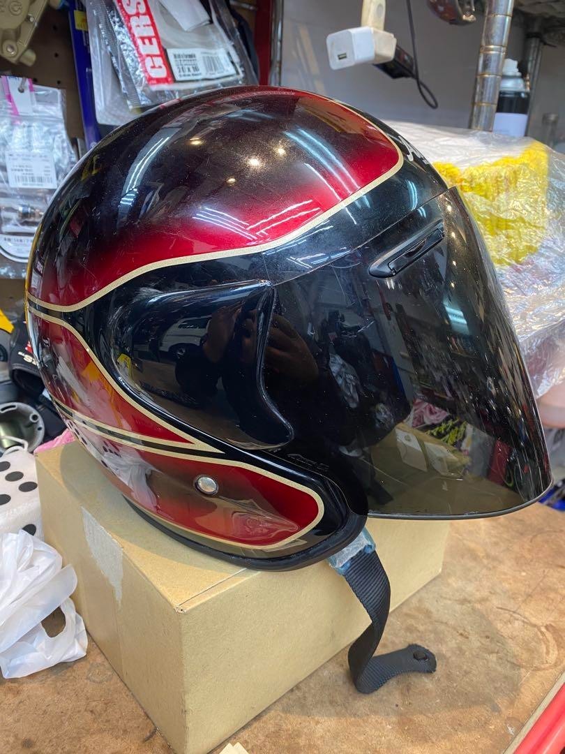 Arai SZ MX Vintage Style Jet Helmet Black and red two-tone