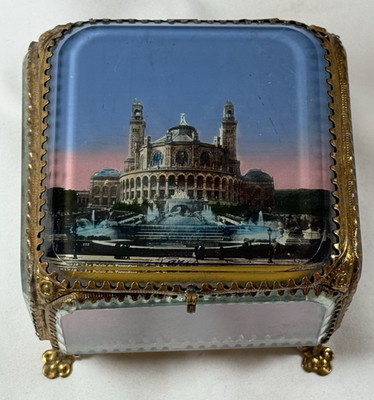 Antique French Art Nouveau Jewelry Casket Paris Souvenir Palais du Trocadero