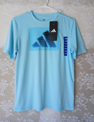 Adidas Boys Light Blue Graphic T-Shirt Youth L 14/16 NWT