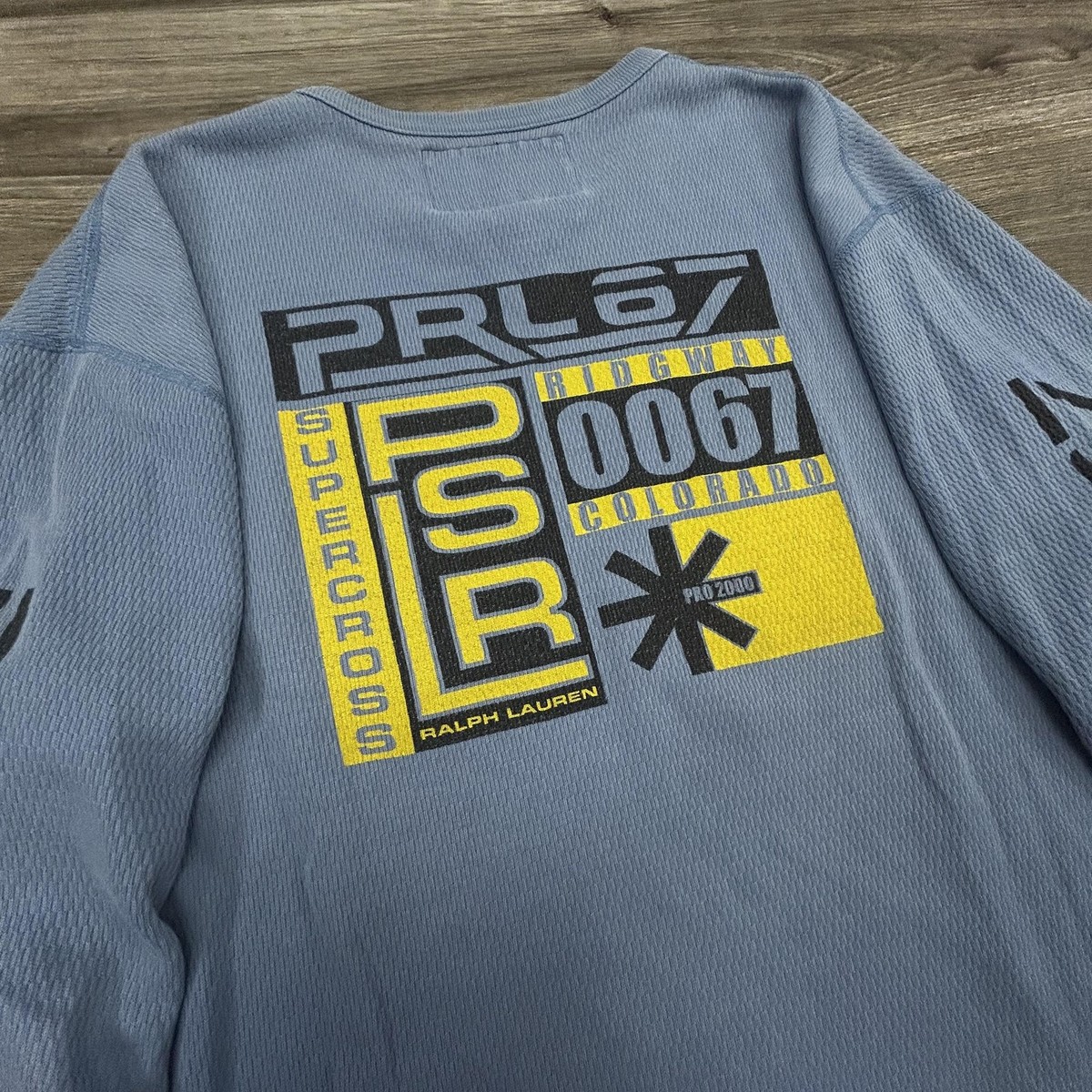 Vintage Polo Sport Ralph Lauren Shirt Large Blue Thermal Ski Colorado Ridgway View 5