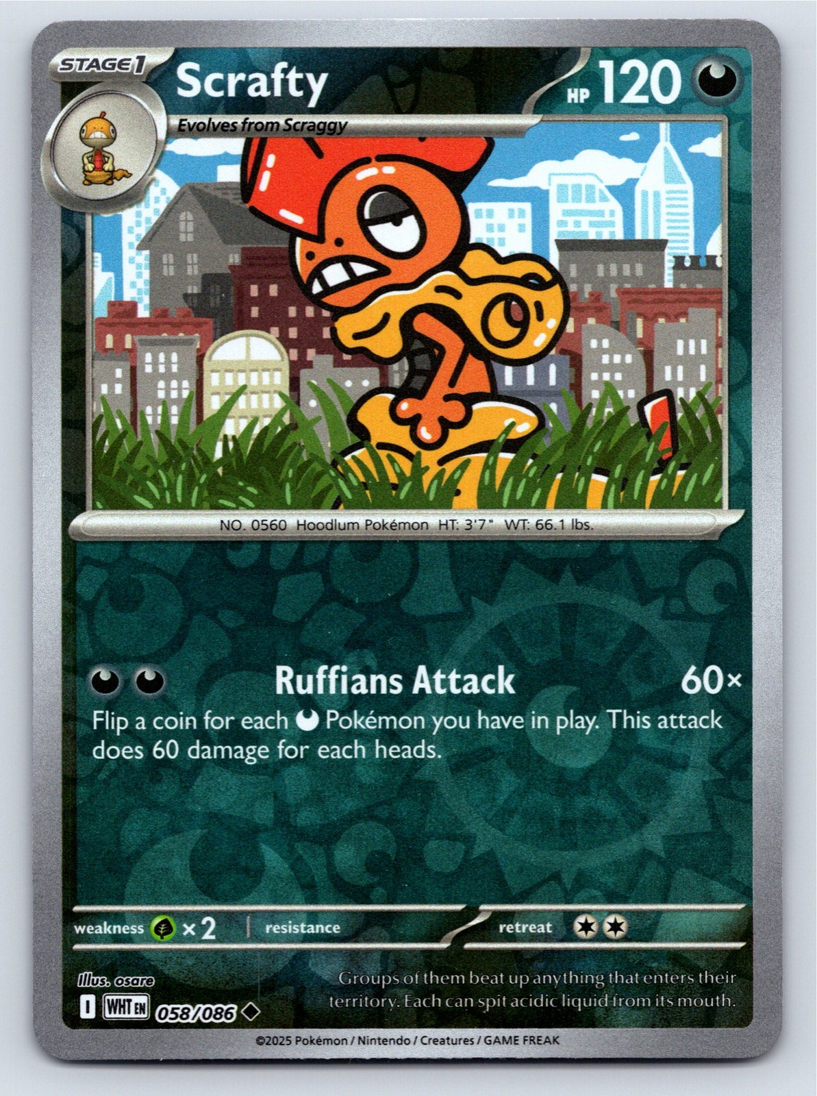 White Flare - NM - Scrafty 058/086 Reverse Holo US Seller
