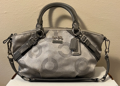 Vintage Coach Madison Dotted Op Art Two Handle Canvas Handbag Y2K