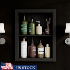 Recessed Medicine Cabinet Wall Mount Dual Tier Shelving DIY Storage Organizer US