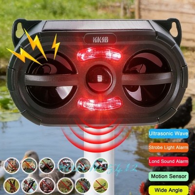 Solar Ultrasonic Animal Deterrent Repeller Sensor PIR Bird Scarer Pest Fox Dog