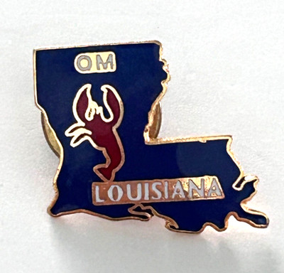 Vintage Odyssey of the Mind Louisiana State Map Lapel Pin