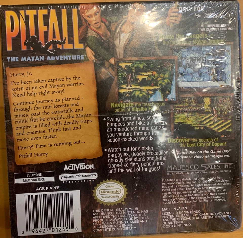 Brand New - Pitfall The Mayan Adventure - Nintendo Game Boy Advance GBA - Sealed - Image 4 of 4