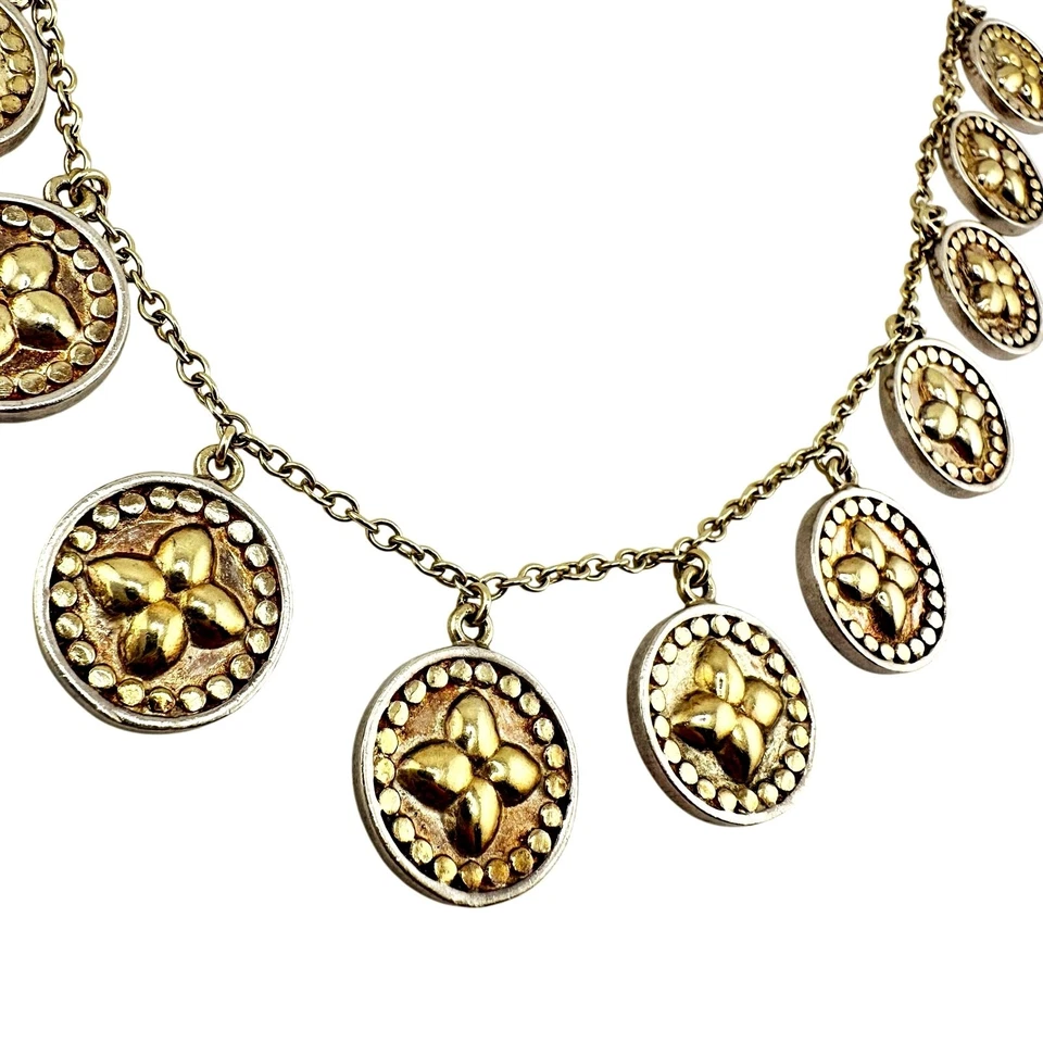 "Collar de diseñador Anna Beck plata esterlina 925 Suerte 13 chapada en oro moneda 17""" Foto 2 de 4