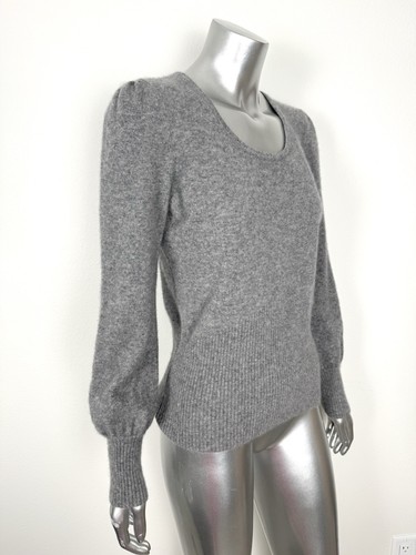 100% Cashmere Sweater Women’s S/M Puff Sleeve Gray By U-Knit - Picture 2 of 9