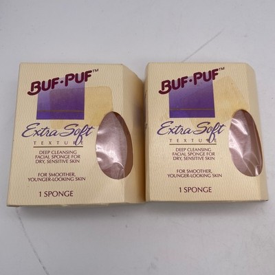 2 Buf Puf Facial Sponge Extra Soft Texture Sensitive Gentle 1992 3M Sealed NOS M