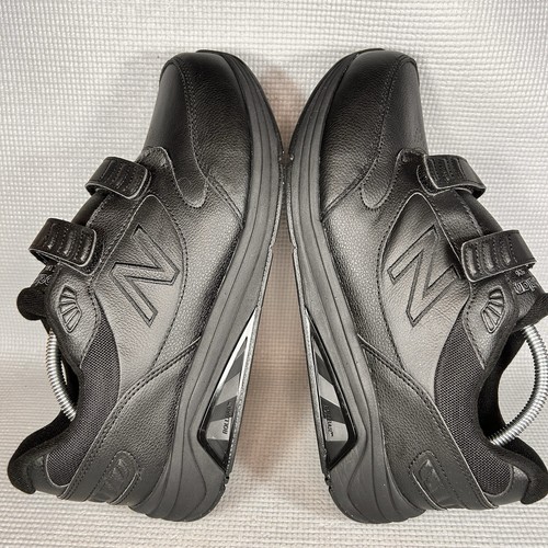 New Balance Men's Size 10.5 2E W Dual Strap Closure Thriple Black Walking Shoes - Picture 6 of 10